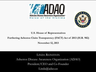 ADAO U.S. House Staff Briefing Presentation in Opposition of H.R. 982 - FACT Act of 2013