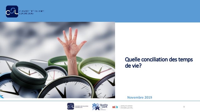 Quelle conciliation des temps
de vie?
Novembre 2019
9
 