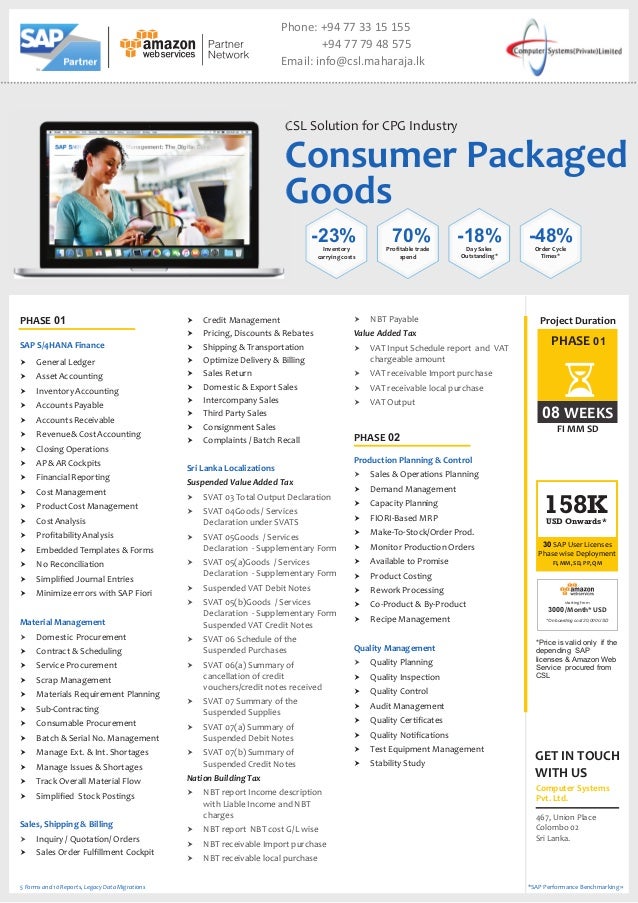 CSL Solution for CPG Industry Consumer Packaged Goods SAVIC SriLnak…