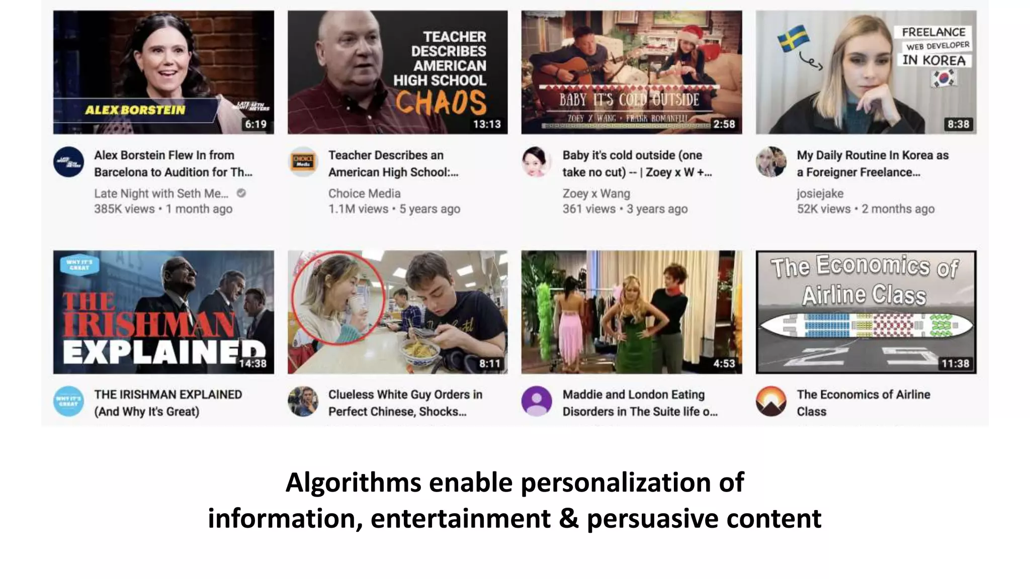 Algorithms enable personalization of
information, entertainment & persuasive content
 