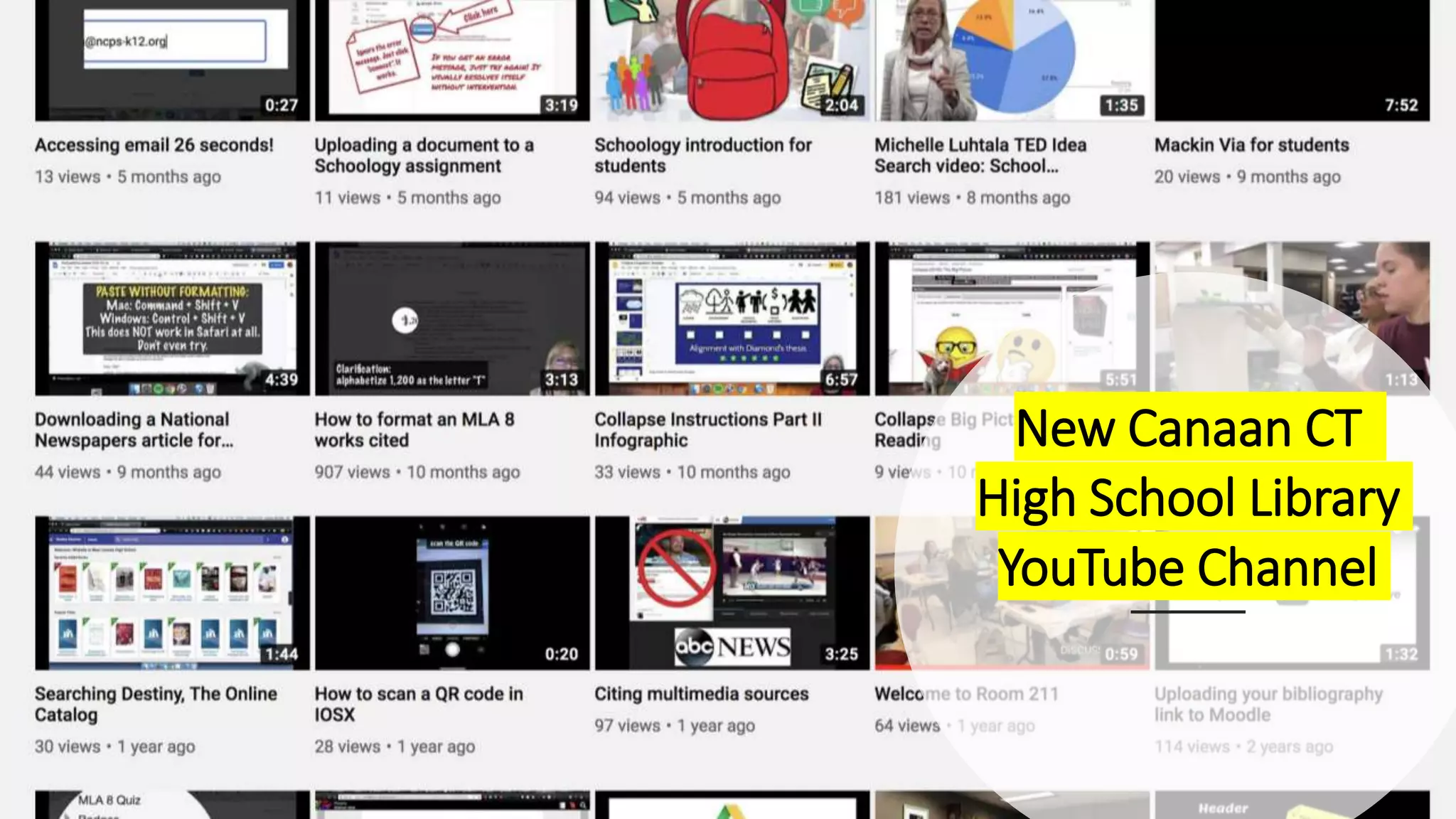 New Canaan CT
High School Library
YouTube Channel
 