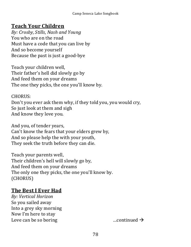 Teach Your Children Well Lyrics Best Event in The World