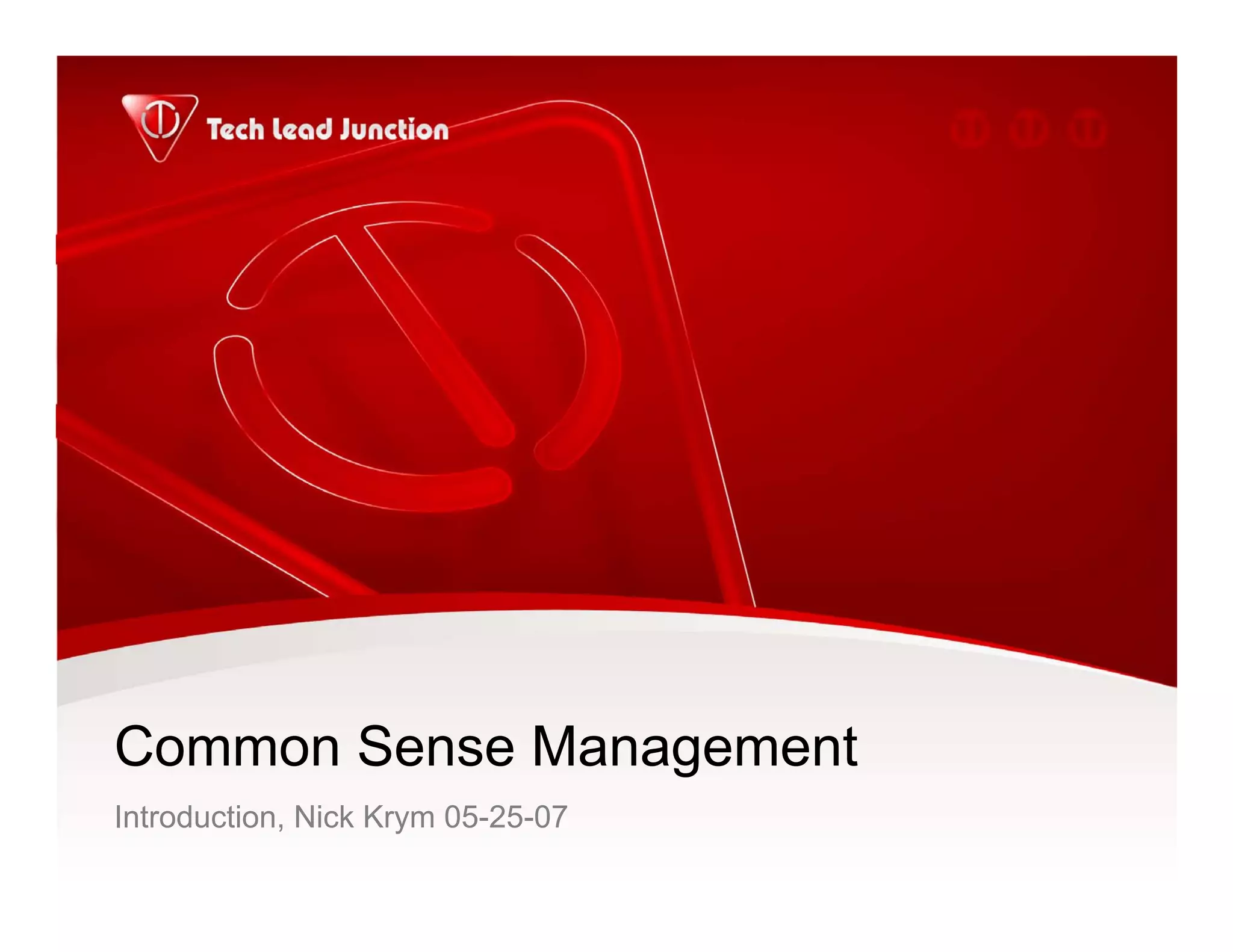 Common Sense Management - Introduction