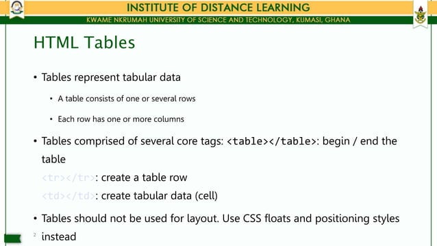 Tables and their padding in HTML etc.pptx