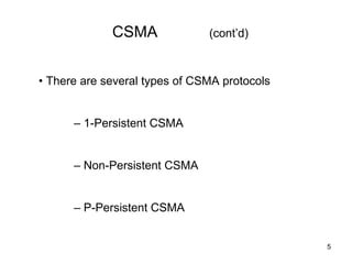 Csma | PPT | Computer Networking | Computing