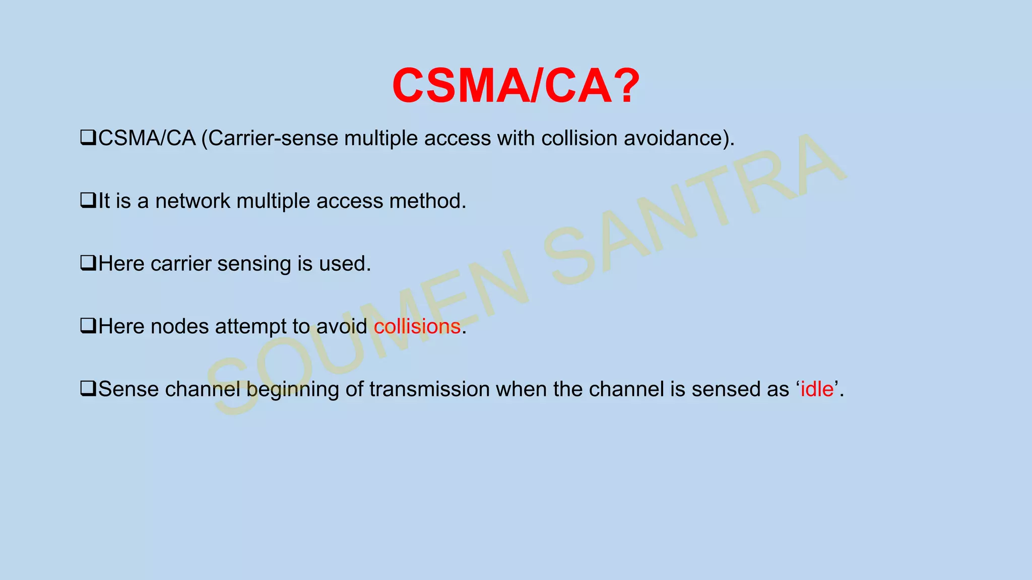 Carrier-sense multiple access with collision avoidance CSMA/CA | PPTX