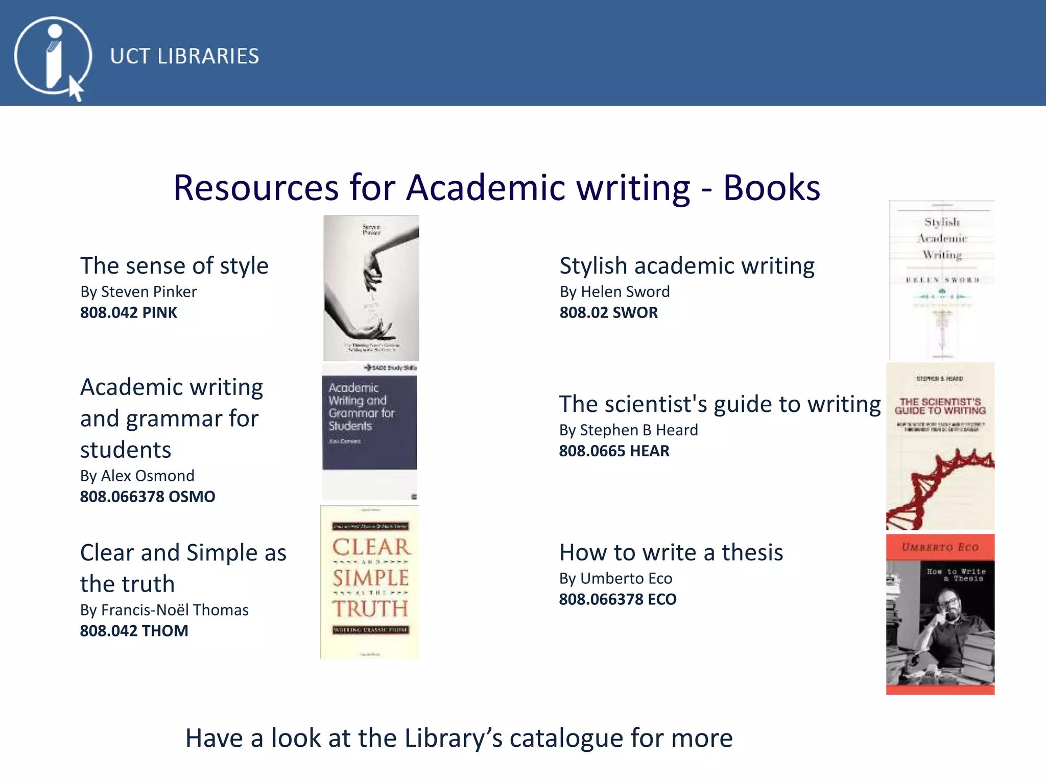 To access EndNote, go to the
library home page:
www.lib.uct.ac.za
Under Research Help, you
will see the EndNote tab.
EndNote:
 