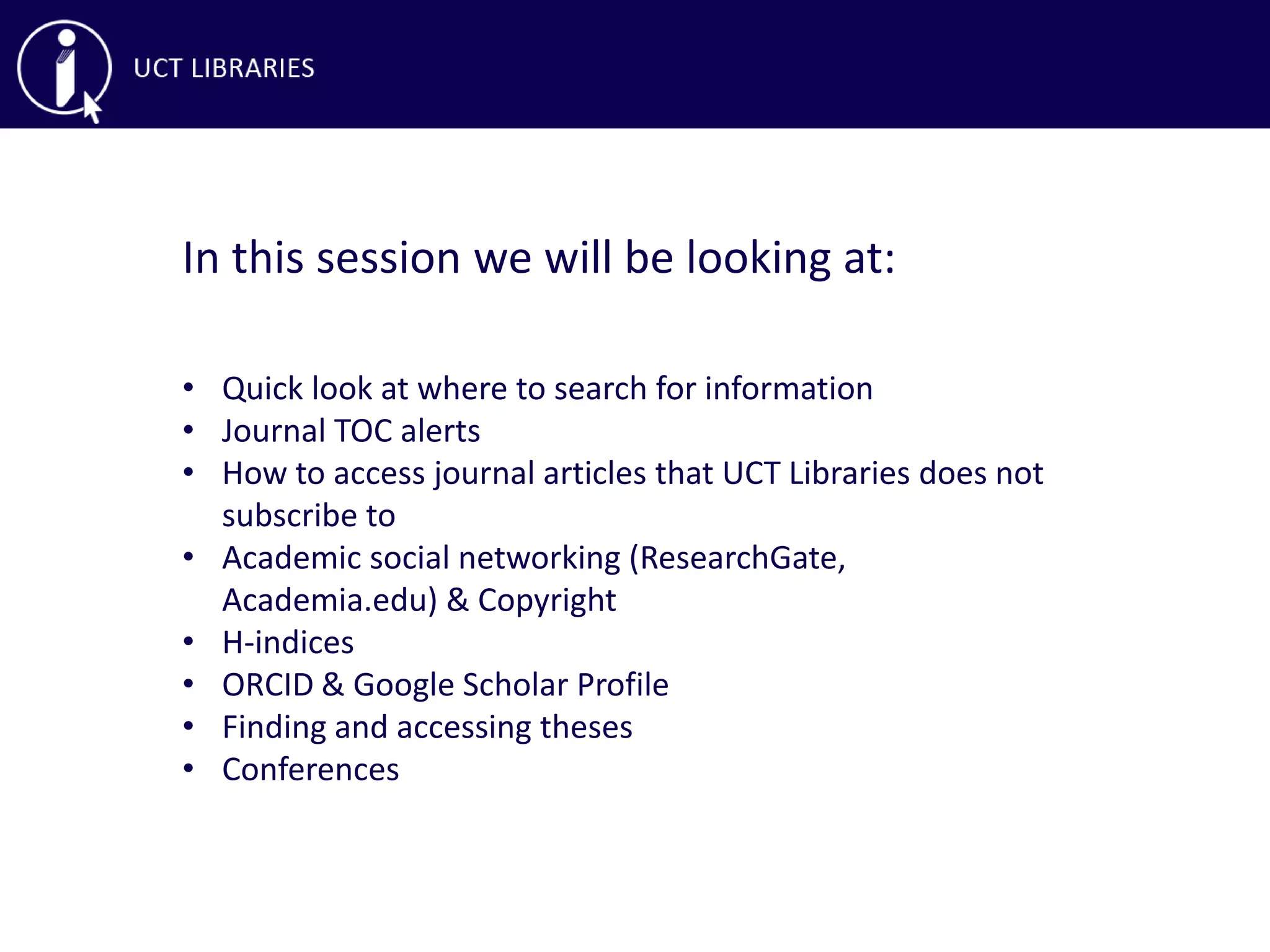 Computer Science masters library training UCT | PPT