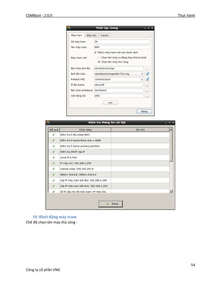 CSMBoot - 2.0.0 Thực hành
54
Công ty cổ phần VNG
10. Khởi động máy trạm
Chế độ chọn tên máy thủ công :
 