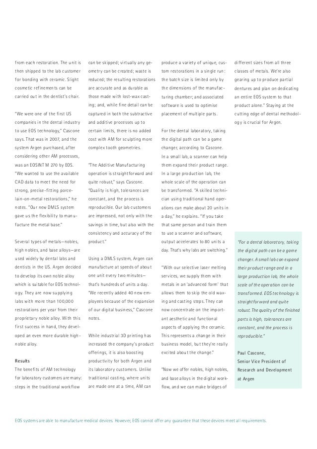 Argen Digital making Dental Bridges with EOS 3D Additive Manufacturing