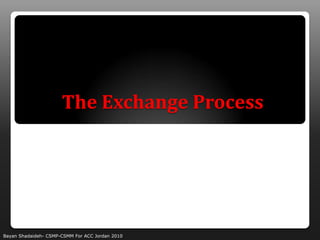 The Exchange Process




Bayan Shadaideh- CSMP-CSMM For ACC Jordan 2010
 