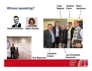 Lotte  Heather Steen
Whose speaking?                                Wagner Palen   Jakobsen




Anders Emborg   Signe Gaarde




                                    Jonathan
                                                      Jan Christoph
                                    Cohen
                      Guy Bigwood                     Napierski
 