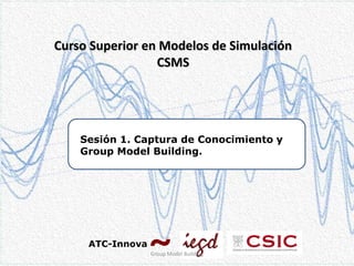 Curso Superior en Modelos de Simulación
CSMS

Sesión 1. Captura de Conocimiento y
Group Model Building.

ATC-Innova
Group Model Building

 