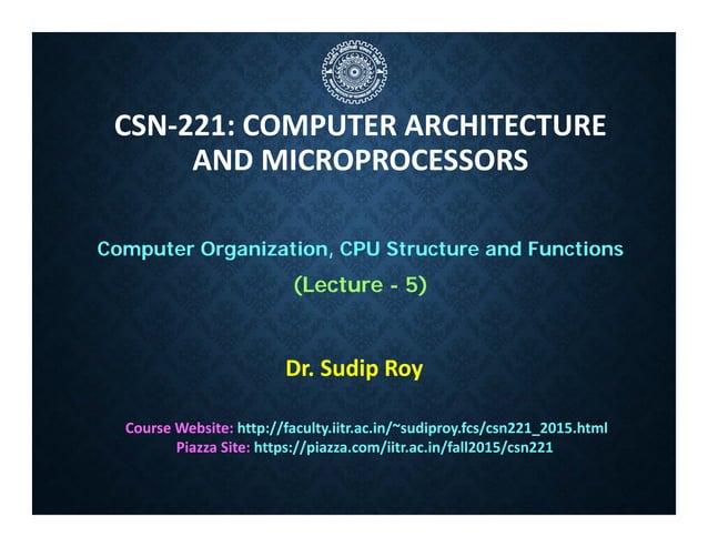 CSN221_Lec_5.pdf Computer Organization, CPU Structure and Functions | PPT