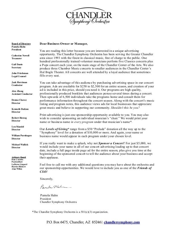 CSO Program Advertising Letter