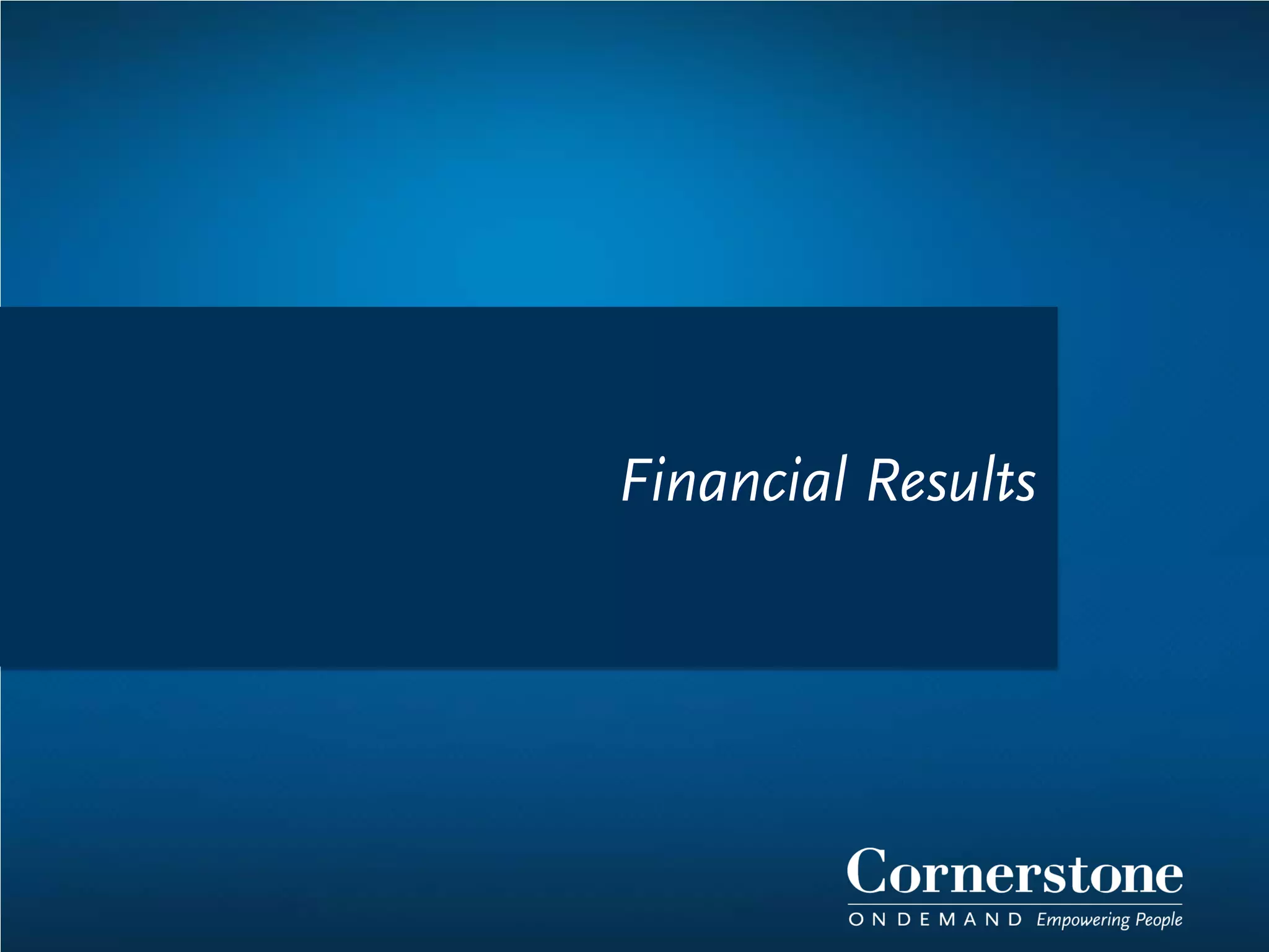 Financial Results
 