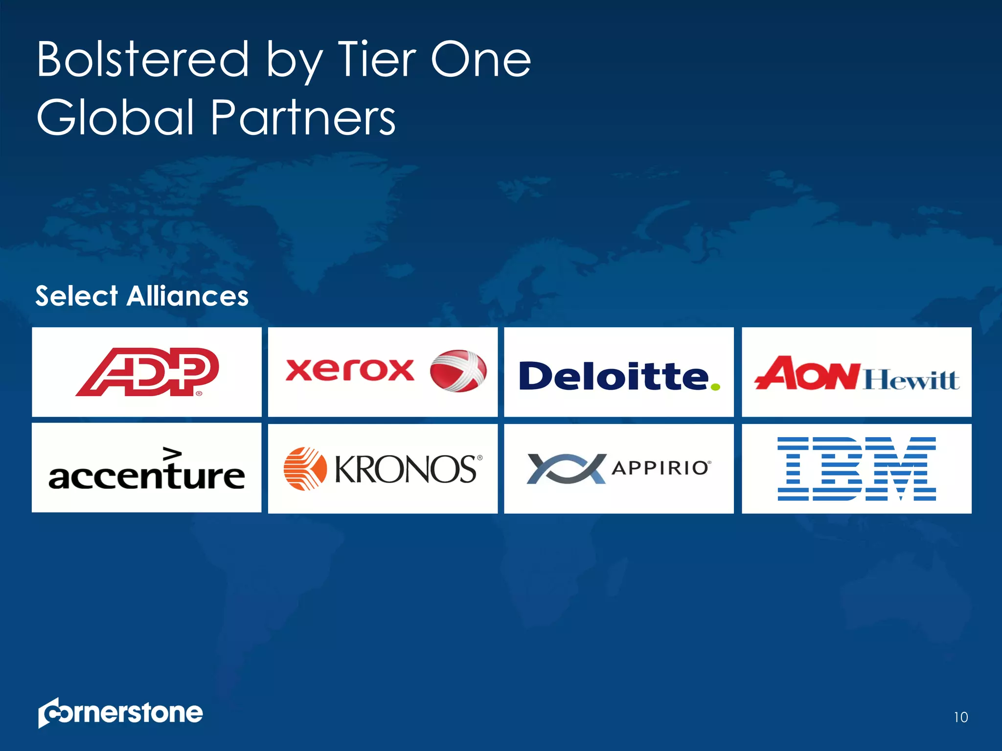 Bolstered by Tier One
Global Partners
10
Select Alliances
 