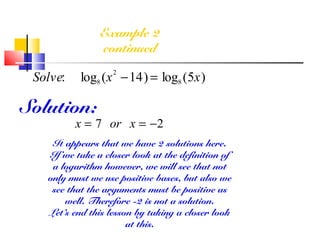 Log8 C) solving equations | PPT