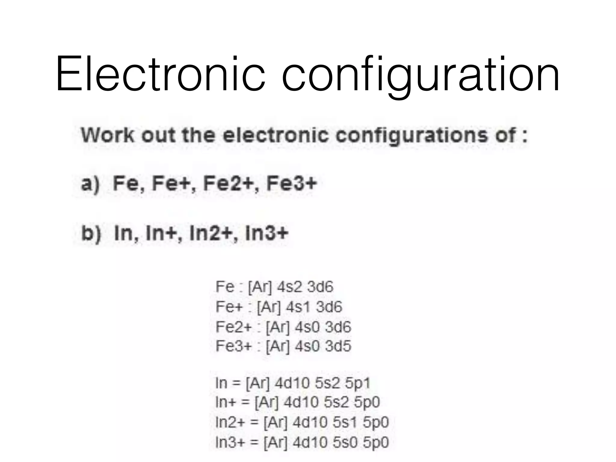 Electronic conﬁguration
 