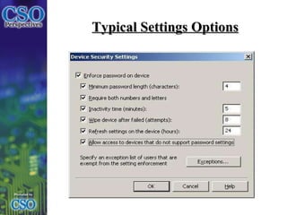 Typical Settings Options 