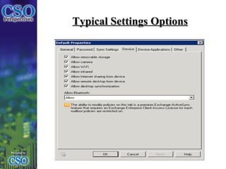Typical Settings Options 