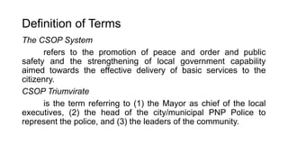 CSOP defination of terms.pptx review on community | PPTX