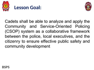 Comprehensive Overview of Community and Service-Oriented Policing (CSOP ...