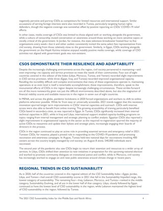 The 2021 CSO Sustainability Index for the Middle East and North Africa 5
Despite the evolving and sometimes fractious envi...