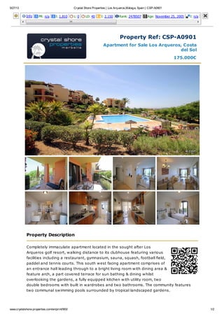 Apartment for Sale in Los Arqueros | Crystal Shore Properties