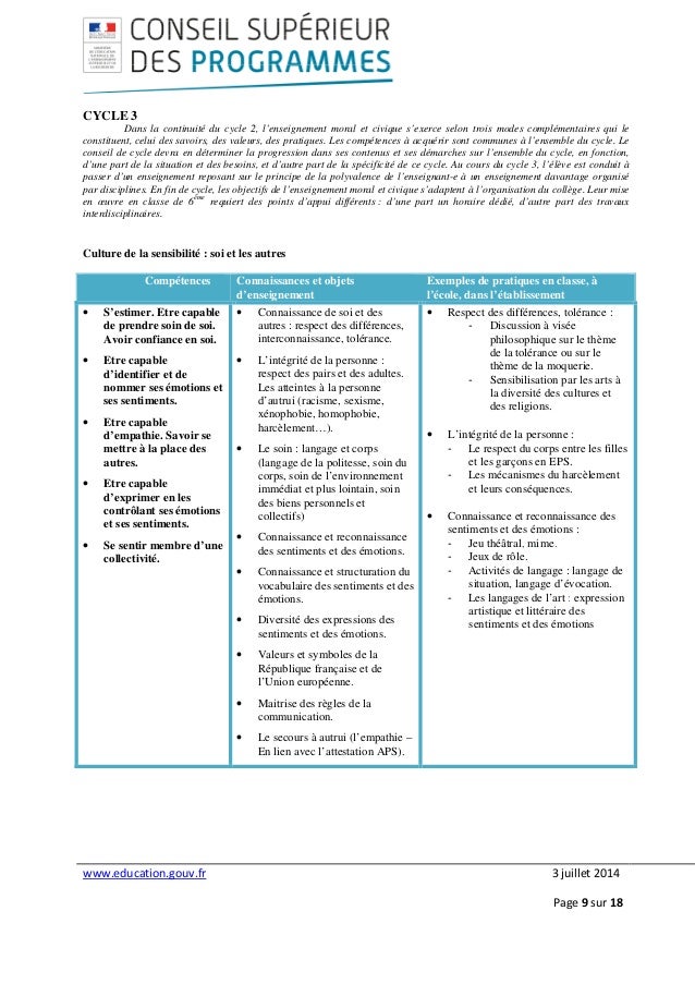 Programme D Enseignement Moral Et Civique