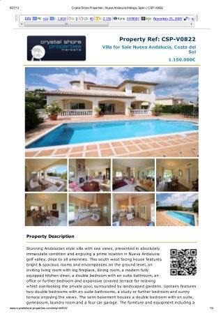 Villa for Sale in Nueva Andalucía | Crystal Shore Properties