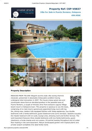 Villa For Sale in Puerto Romano, Estepona