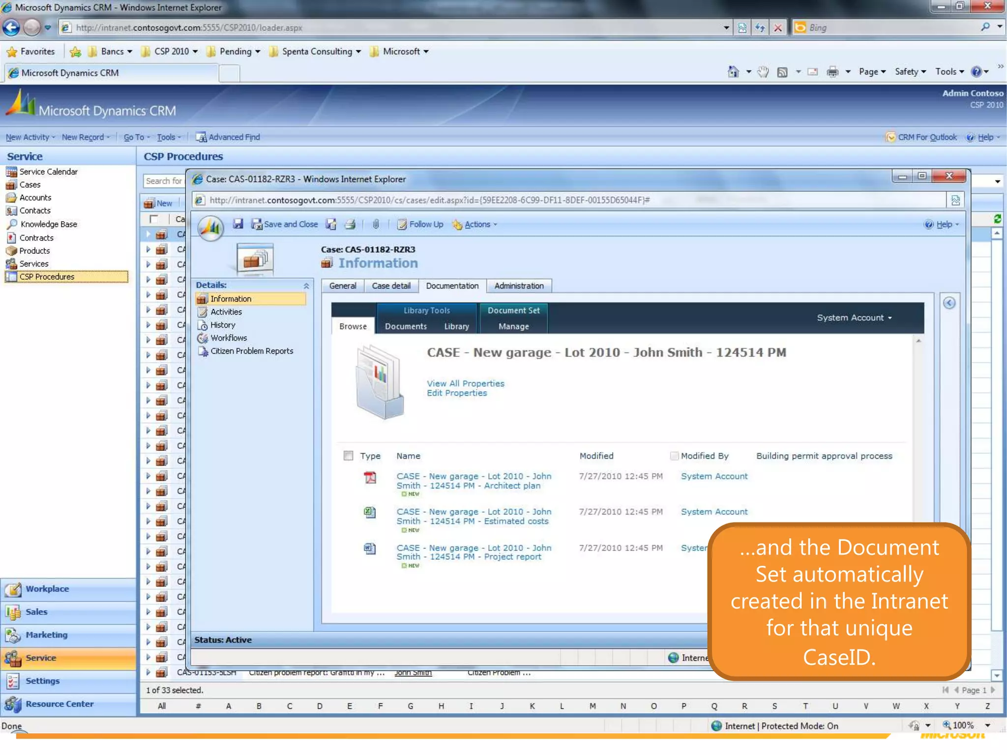 …and the Document Set automatically created in the Intranet for that unique CaseID.