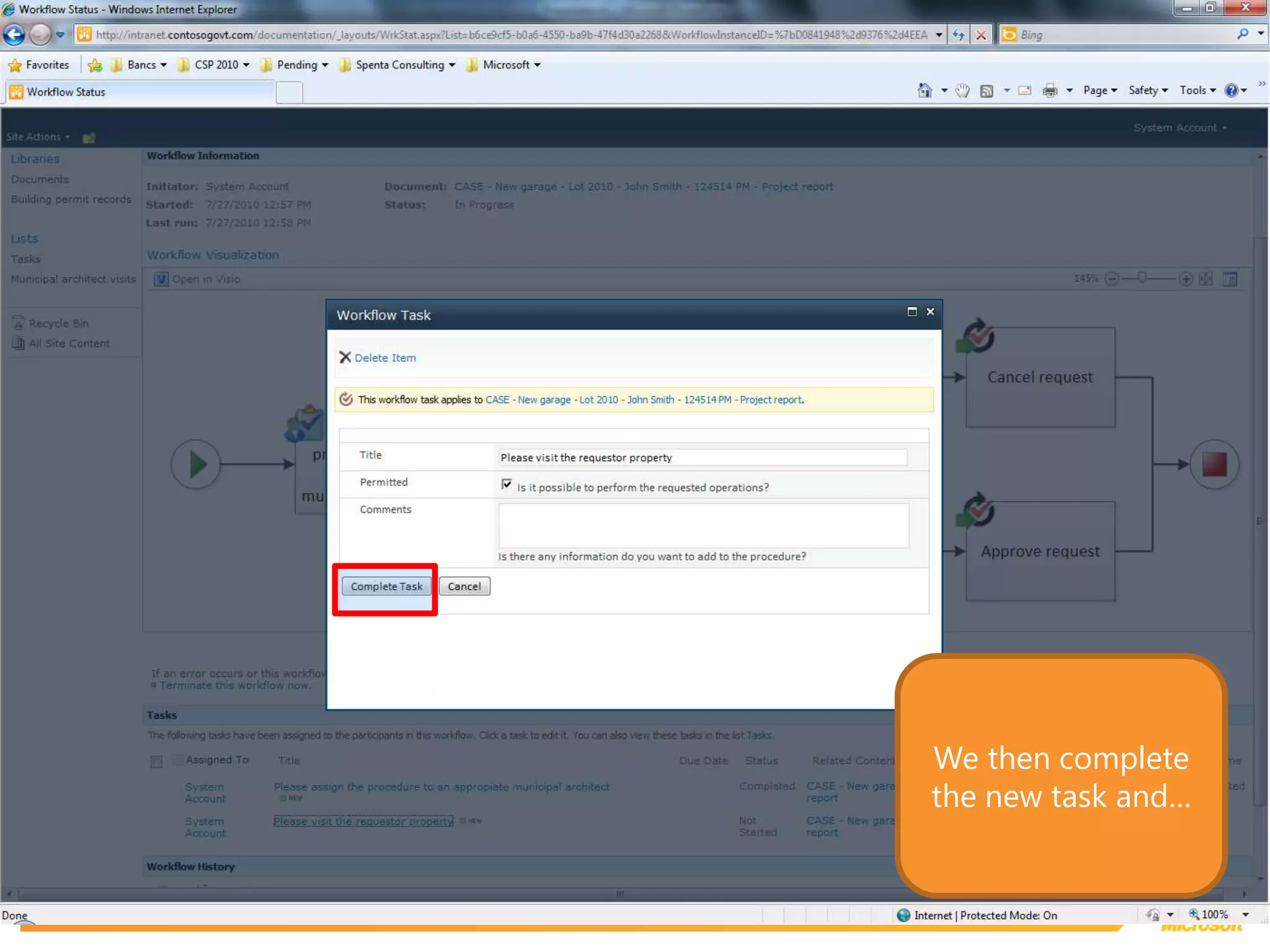 We then complete the new task and…