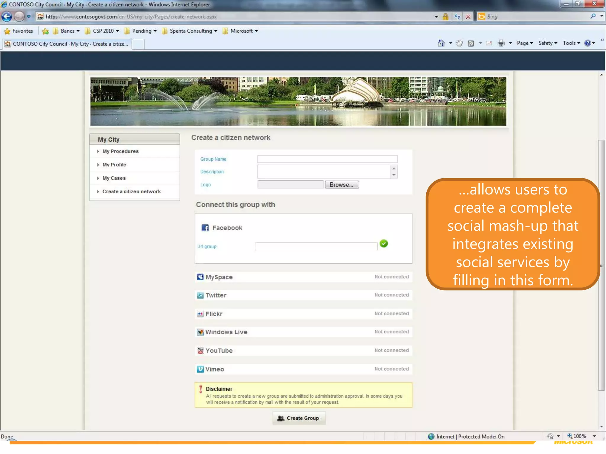…allows users to create a complete social mash-up that integrates existing social services by filling in this form.