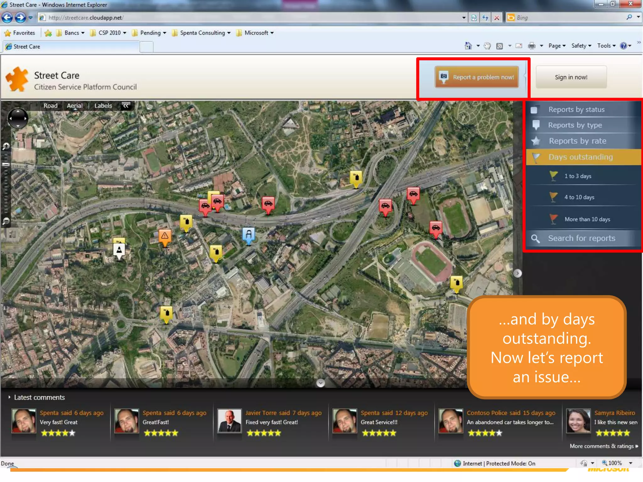 …and by days outstanding.Now let’s report an issue…