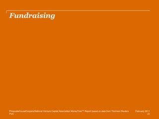 PwC 
Fundraising 
22 
February 2011 
PricewaterhouseCoopers/National Venture Capital Association MoneyTree™ Report based on data from Thomson Reuters  