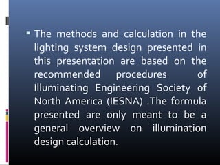 Illumination Calculation Point Method Example Illumination | PPT