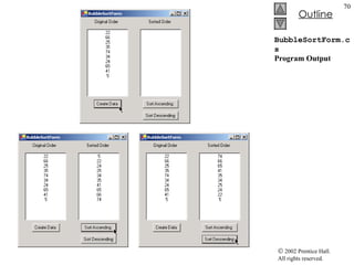 BubbleSortForm.cs Program Output 