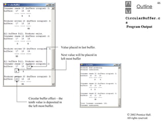 CircularBuffer.cs  Program Output Value placed in last buffer.  Next value will be placed in left most buffer Circular buffer effect – the tenth value is deposited in the left most buffer. 