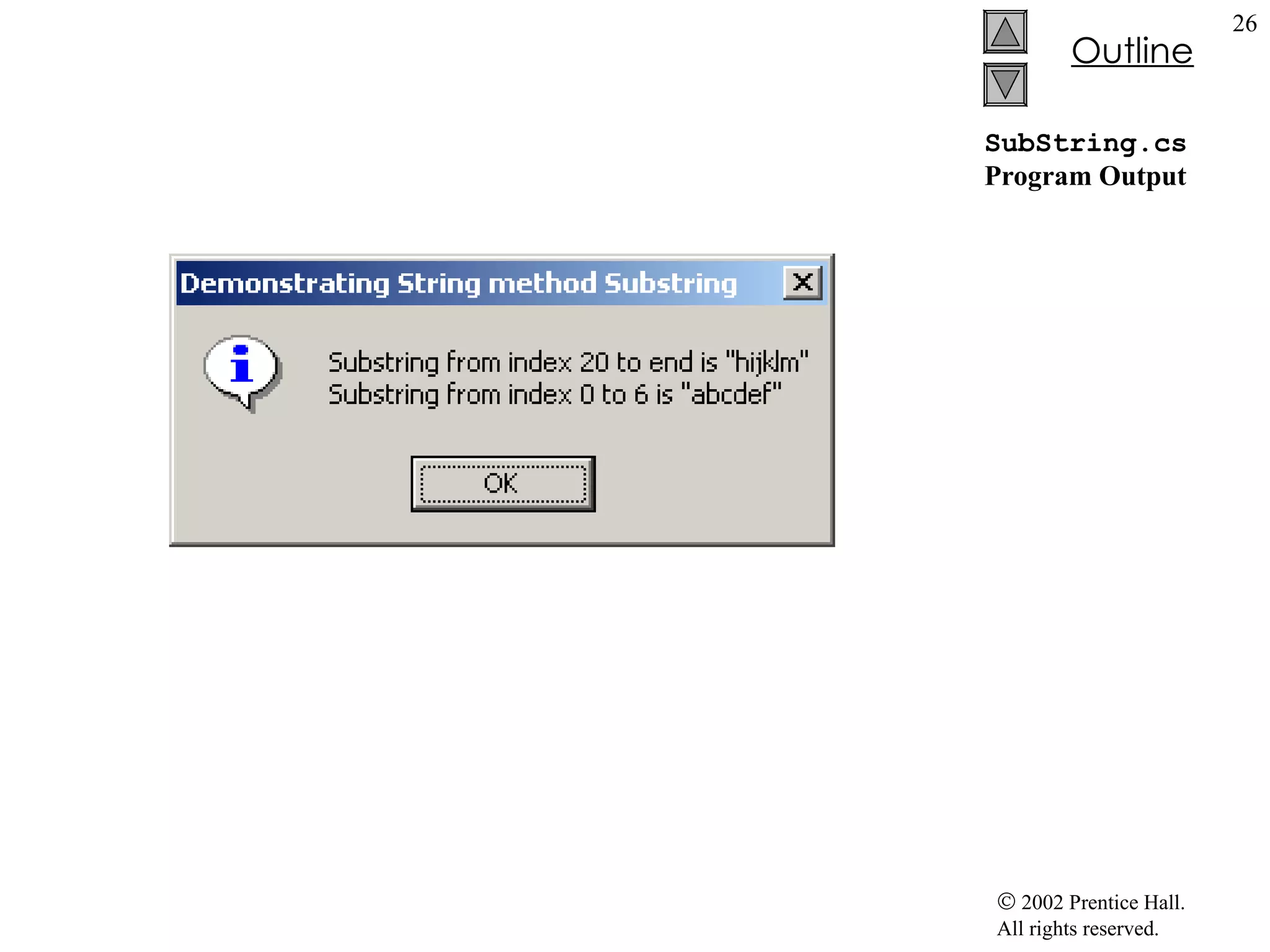 SubString.cs Program Output 