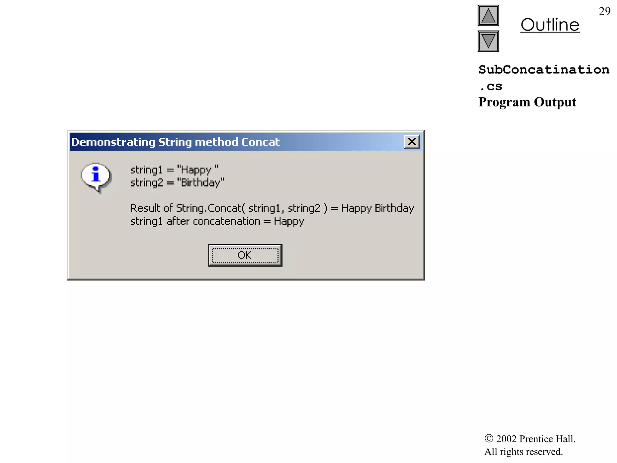 SubConcatination.cs Program Output 