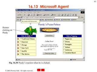 16.13  Microsoft Agent Fig. 16.30 Peedy’s reaction when he is clicked.   Pointer clicking on Peedy 