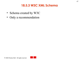 18.5.3 W3C XML Schema Schema created by W3C Only a recommendation 