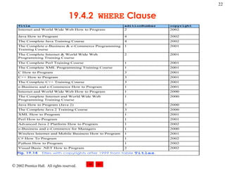 19.4.2  WHERE  Clause 