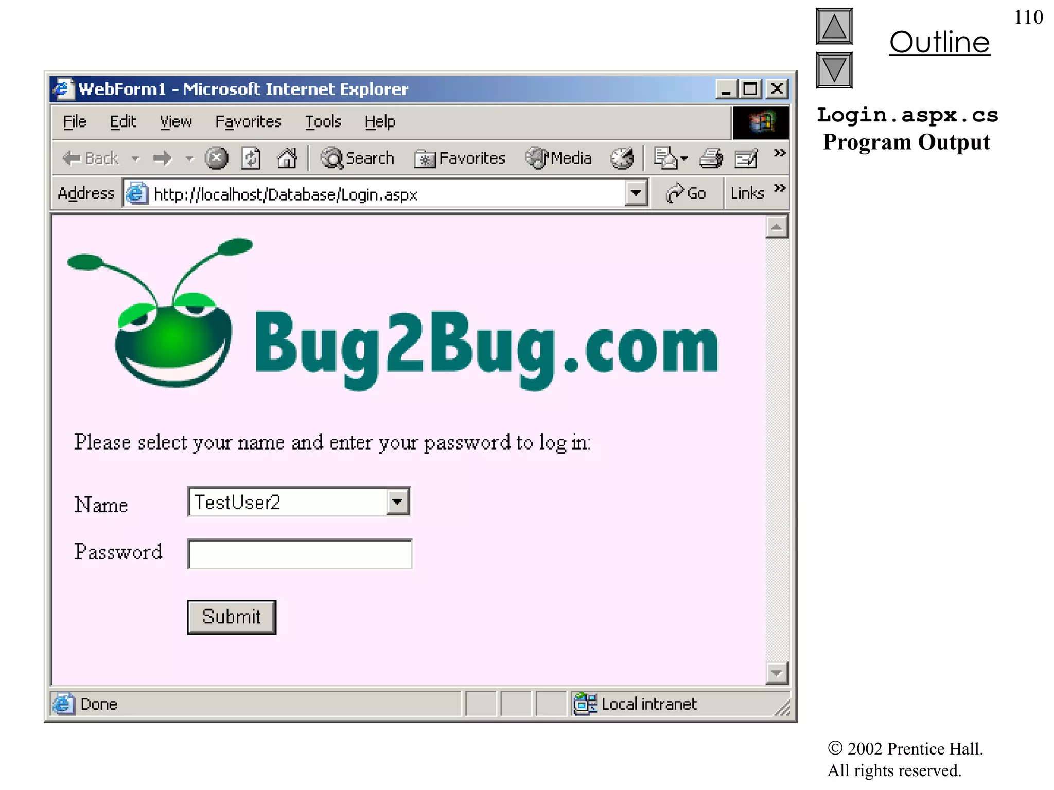 Login.aspx.cs  Program Output 