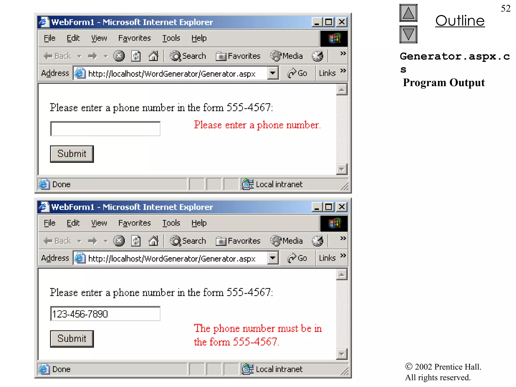 Generator.aspx.cs  Program Output 
