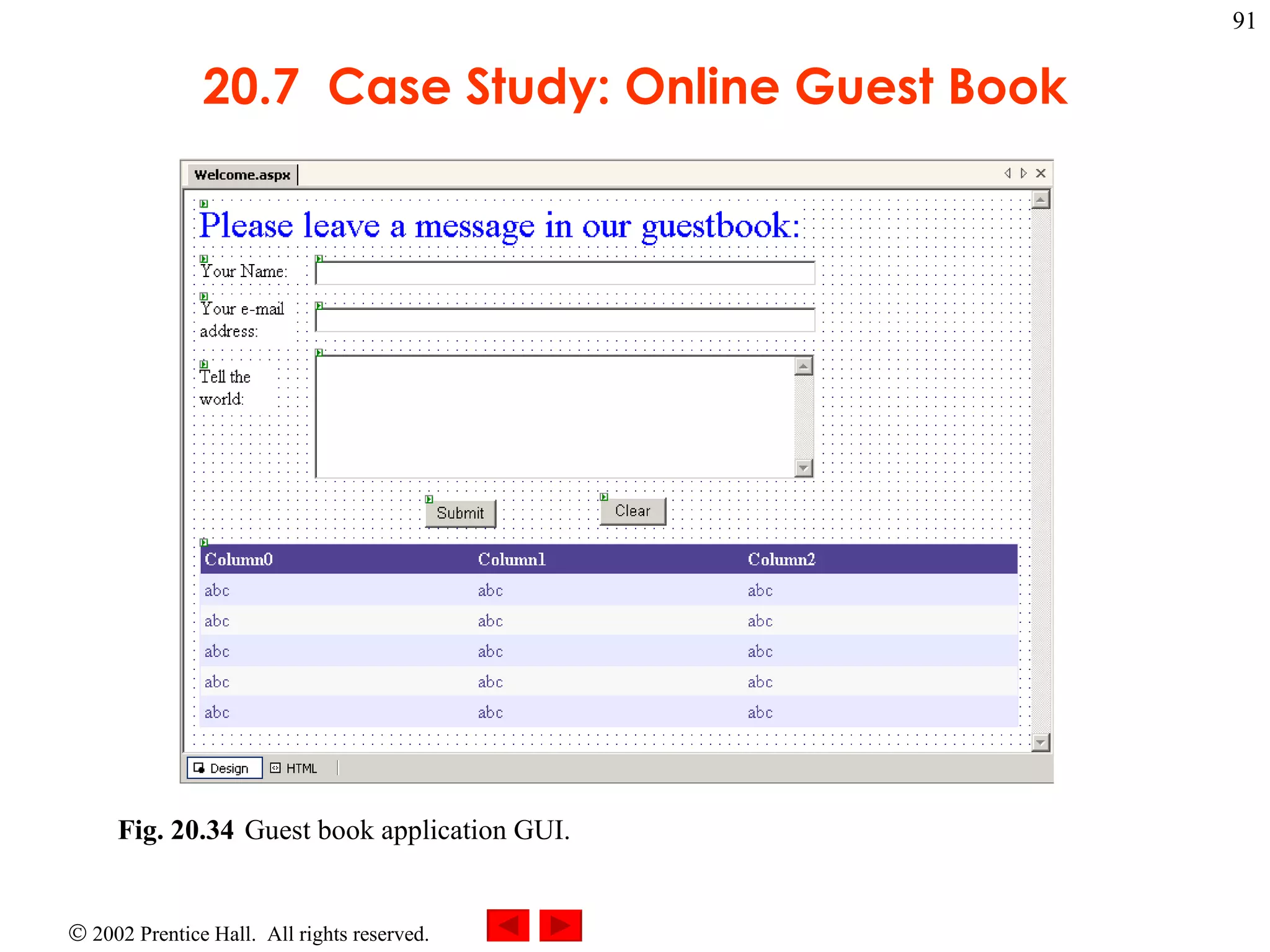 20.7  Case Study: Online Guest Book Fig. 20.34 Guest book application GUI.  