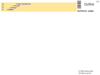 Authors.aspx 64  </asp:DataGrid> 65  </form> 66  </body> 67  </HTML> 