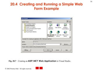 20.4  Creating and Running a Simple Web Form Example Fig. 20.7 Creating an  ASP.NET Web Application  in Visual Studio.  